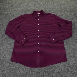 Brooks‎ Brothers Regent Fit Shirt Mens Large Red Blue Gingham Non-Iron Stretch